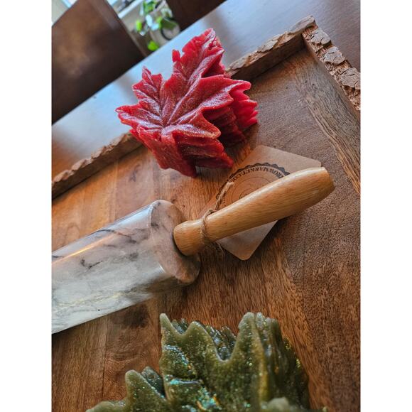 Vintage Marble Rolling Pin — Wooden Handles - Picture 3 of 5